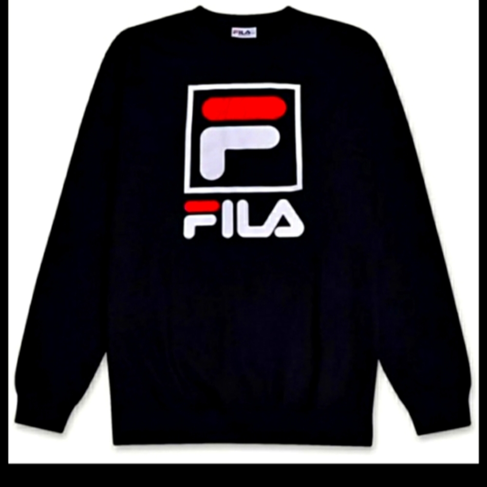 Fila Screened Logo Sweatshirt Crewneck Black White Red New